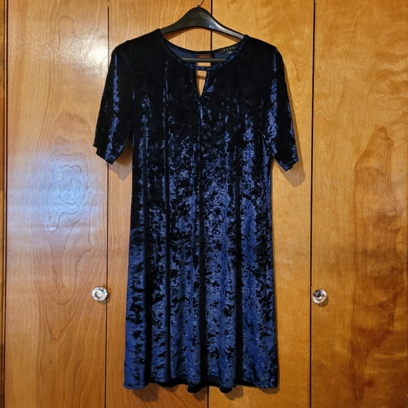 Snap Womens 2X Velvet Aqua Sparkle Mini Dress - Picture 3 of 11